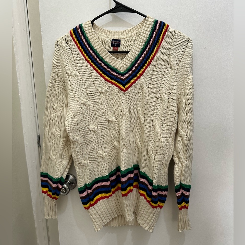 Rowing Blazers V-Neck Sweater - Cream with Multicolor Accents